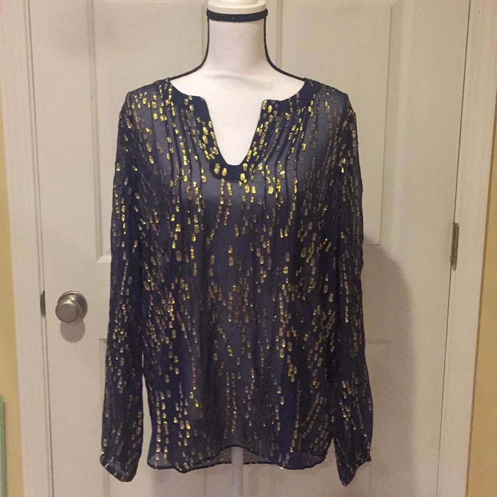 Lilly Pulitzer Navy Colby Top Bubble Clip Dot